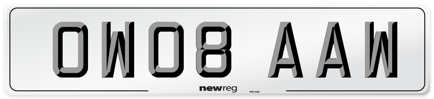 OW08 AAW Number Plate from New Reg
